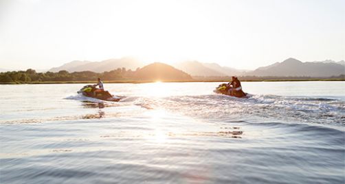 Person watercraft on the lake