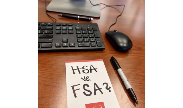 Sticky note that says, "HSA or FSA?"