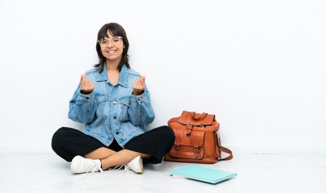 College student sitting