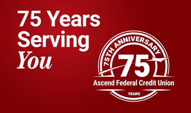 A graphic with the Ascend logo and a text box that reads "75 years of serving you"