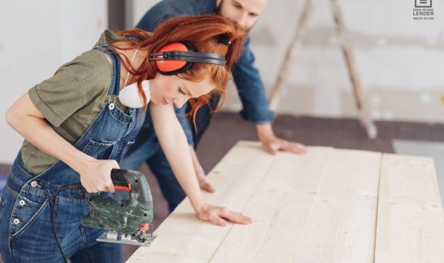 two homeowners saw a plank for home improvement