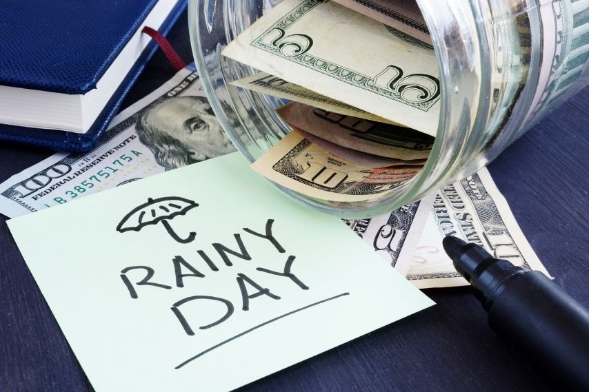 A rainy day fund jar.