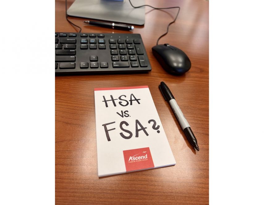 Sticky note that says, "HSA or FSA?"