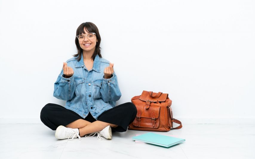 College student sitting