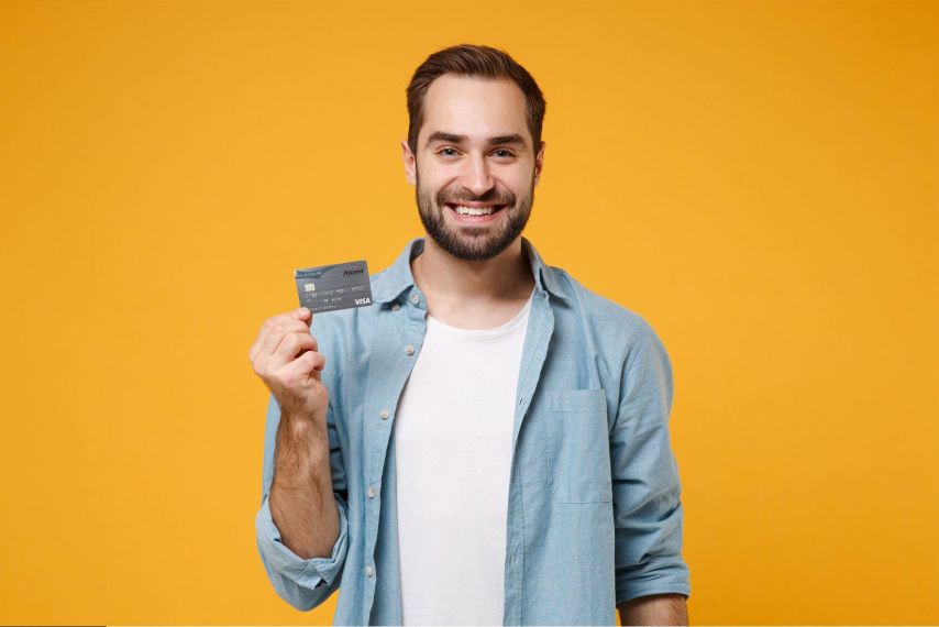 Man holding a credit card