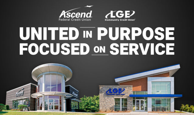Ascend and LGE branches pictured side-by-side with logos and merger slogan