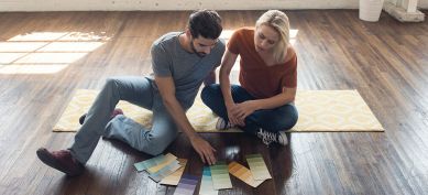 Couple looking at color swatches