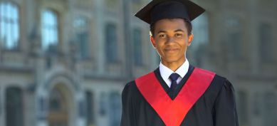 Young man graduating college