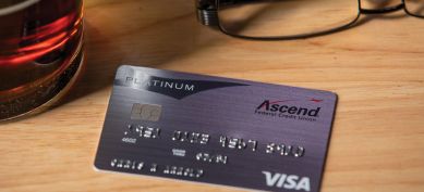 Visa secured credit card on desk
