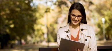 Business woman using her tablet