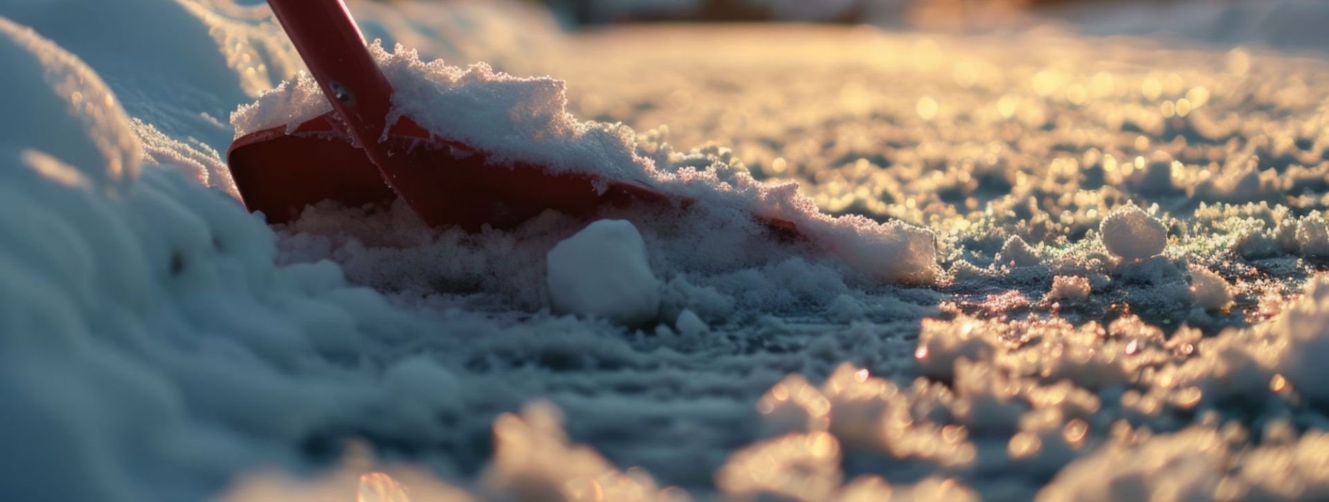 Red shovel plowing snow
