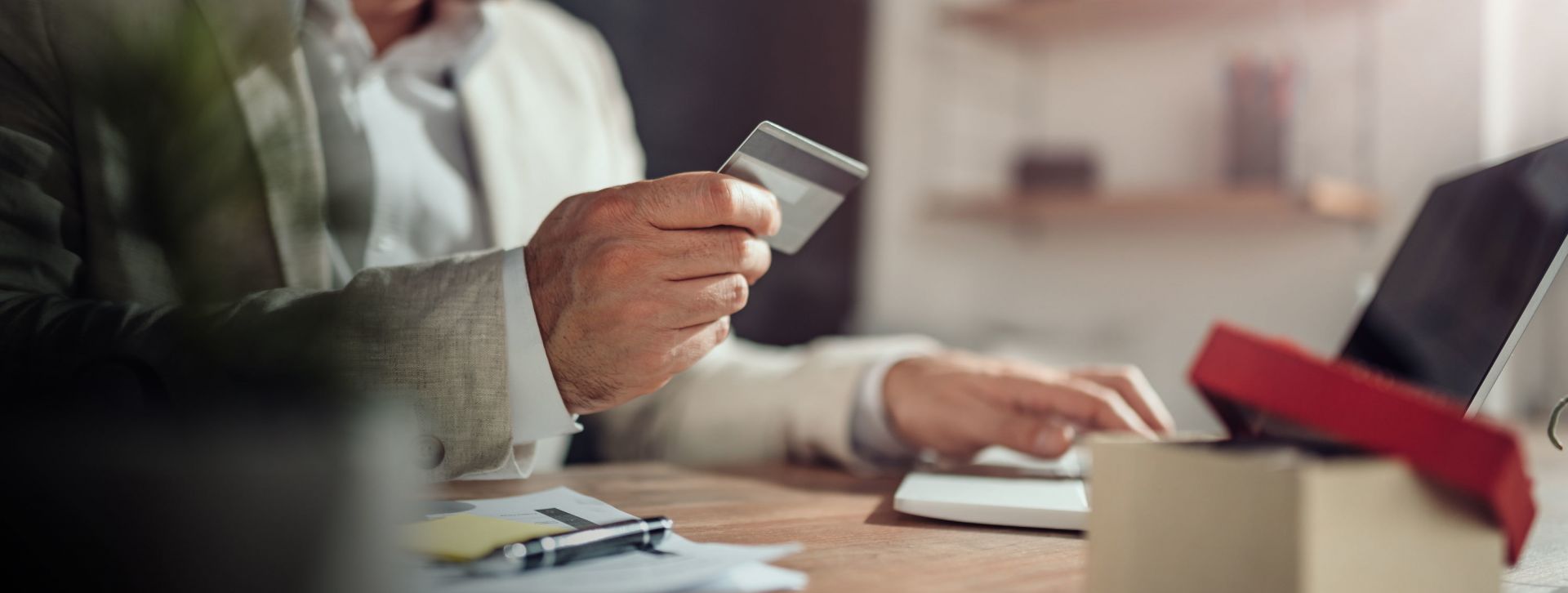 Man using his credit card online