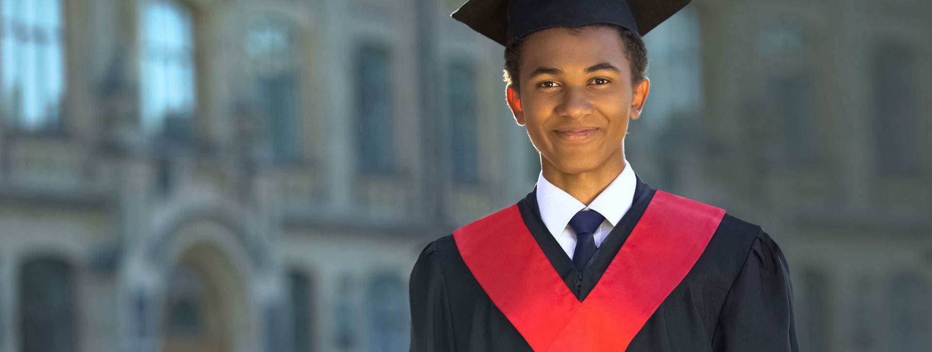 Young man graduating college