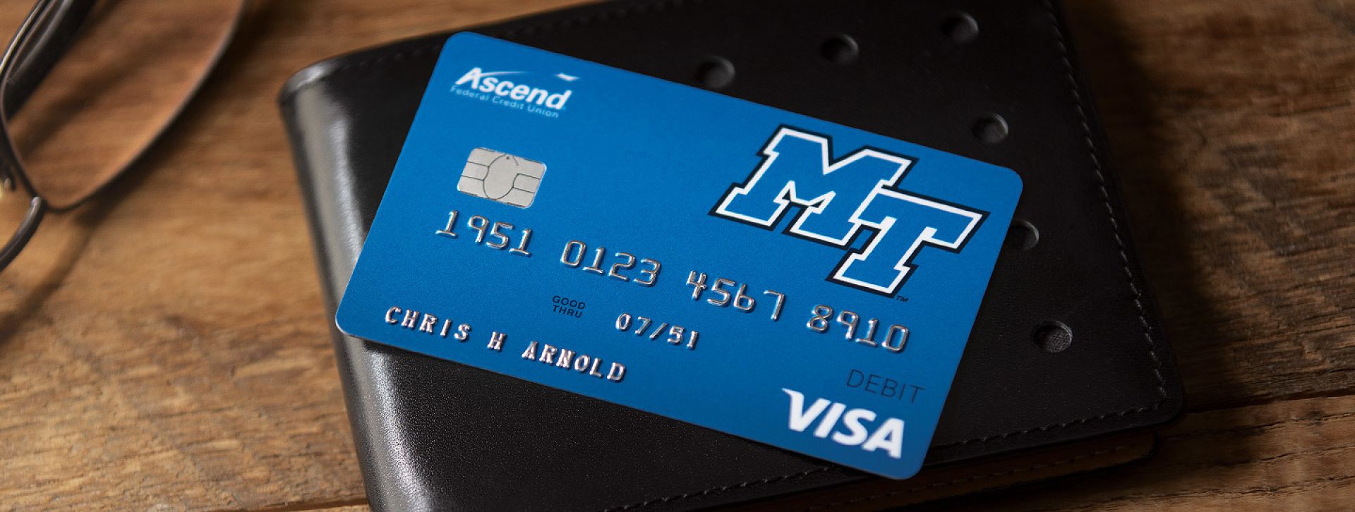 Ascend MTSU debit card on wallet